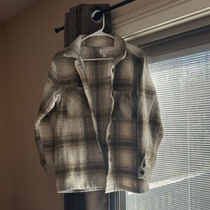 Time and Tru Plaid Jacket - Brown and Cream
